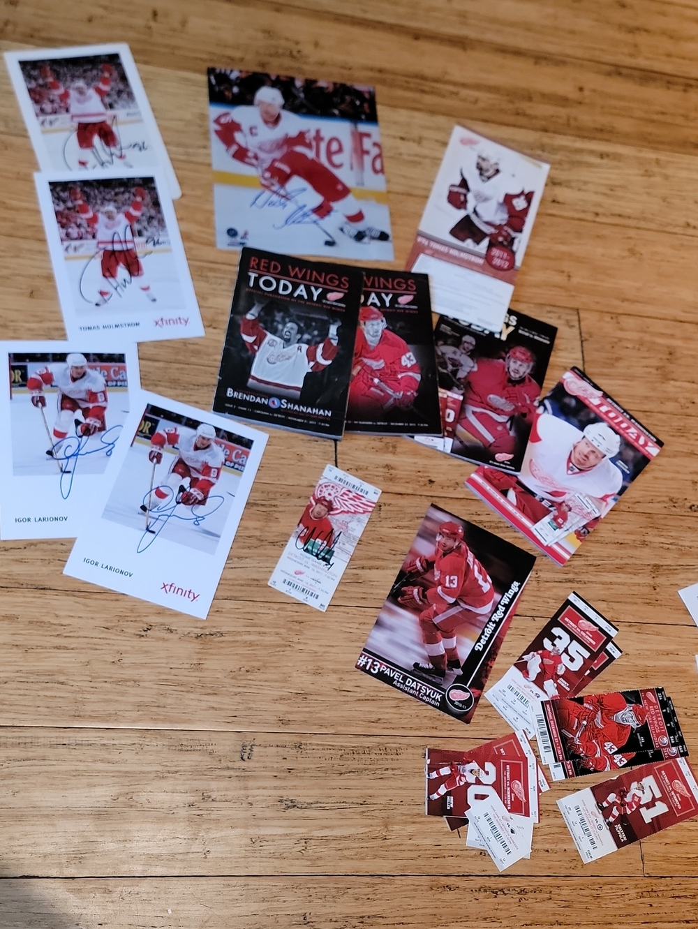 Detroit Red Wings Hockey Memorabilia Lot - Red & White